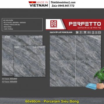 Gạch 60x60 Hoàn Mỹ Perfetto 8364 Vân Đá Ghi