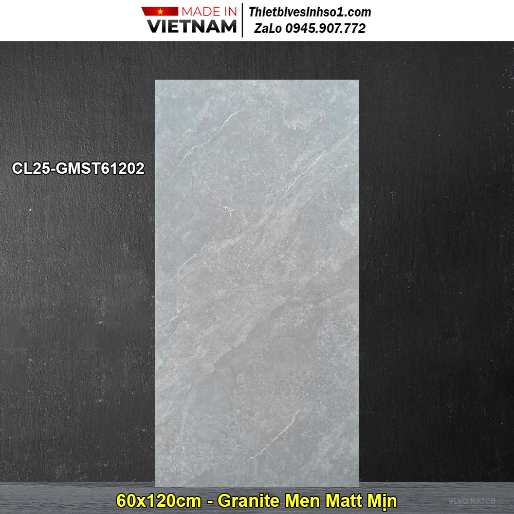 Gạch 60x120 Viglacera CL25-GMST61202 Vân Ghi Xám
