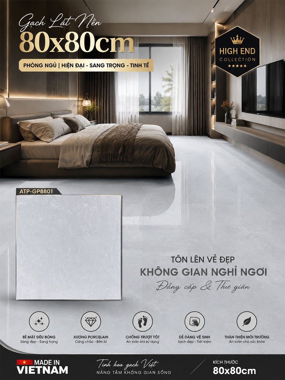 Gạch 80x80 Viglacera ATP-GP8801 Vân Đá Sáng Gạch 80x80 Viglacera ATP-GP8801 Vân Đá Sáng