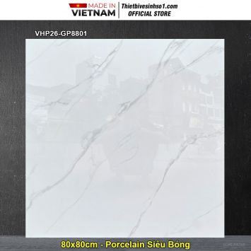 Gạch 80x80 Viglacera VHP26-GP8801 Trắng Khói