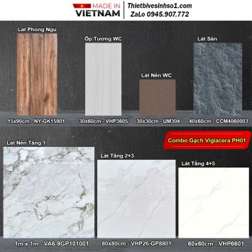 Combo Trọn Bộ Gạch Ốp Lát Viglacera PH01