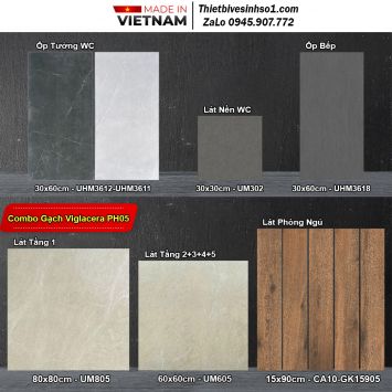 Combo Trọn Bộ Gạch Ốp Lát Viglacera PH05