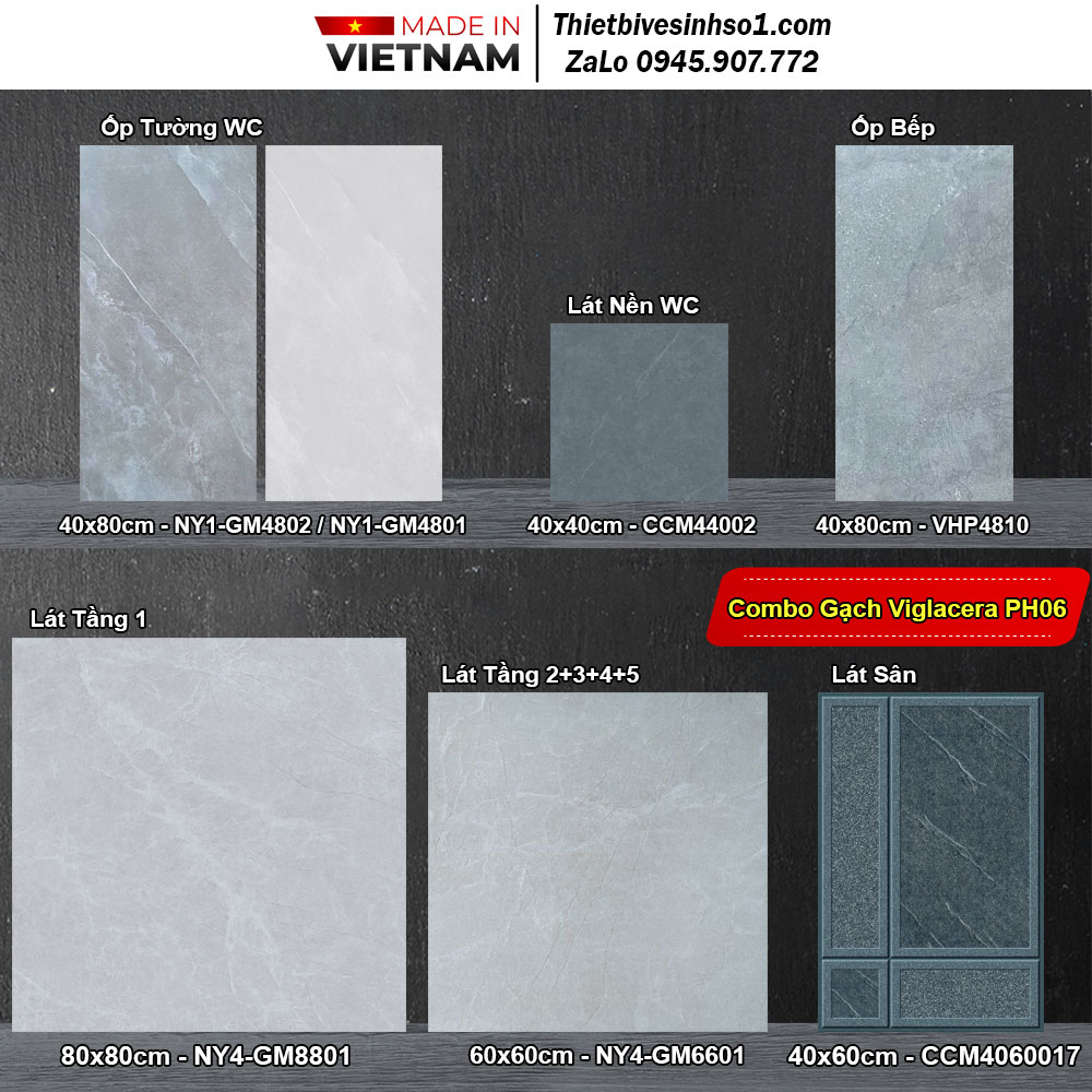 Combo Trọn Bộ Gạch Ốp Lát Viglacera PH06