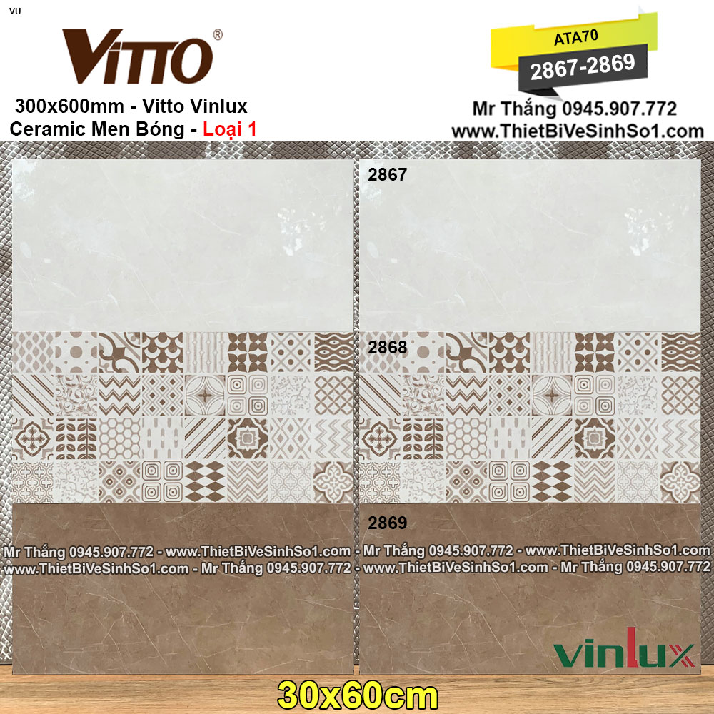 Gạch 30x60 Vitto Vinlux 2867-2869 | Tổng Kho Gạch Vitto Hà Nội