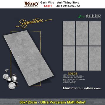 Gạch 60x120 Vitto 39105 Terrazzo Ghi