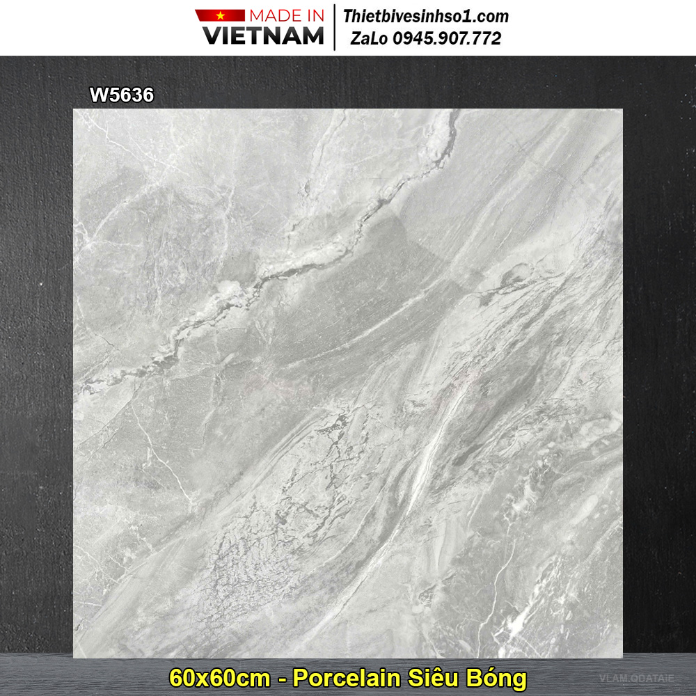 Gạch 60x60 Á Mỹ W5636 Vân Đá Xám