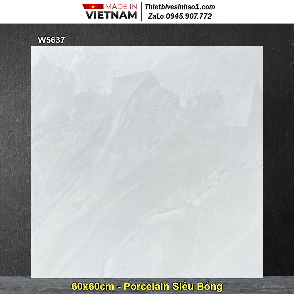 Gạch 60x60 Á Mỹ W5637 Vân Đá Trắng