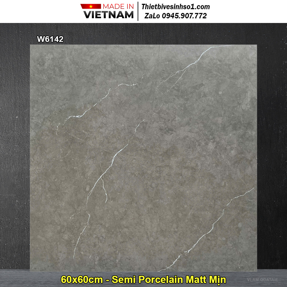 Gạch 60x60 Á Mỹ W6142 Ghi Đậm