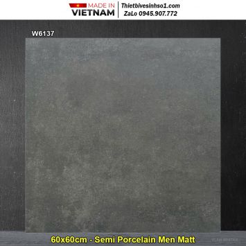 Gạch 60x60 Á Mỹ W6137 Vân Ghi Đậm