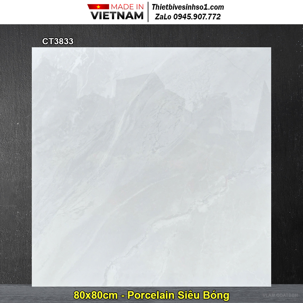 Gạch 80x80 Á Mỹ CT3833 Vân Đá Trắng