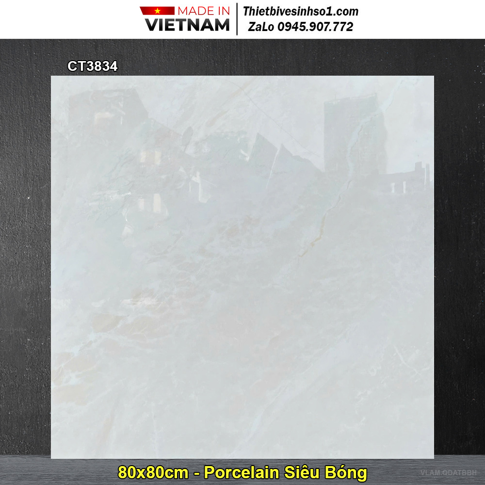 Gạch 80x80 Á Mỹ CT3834 Trắng Vàng