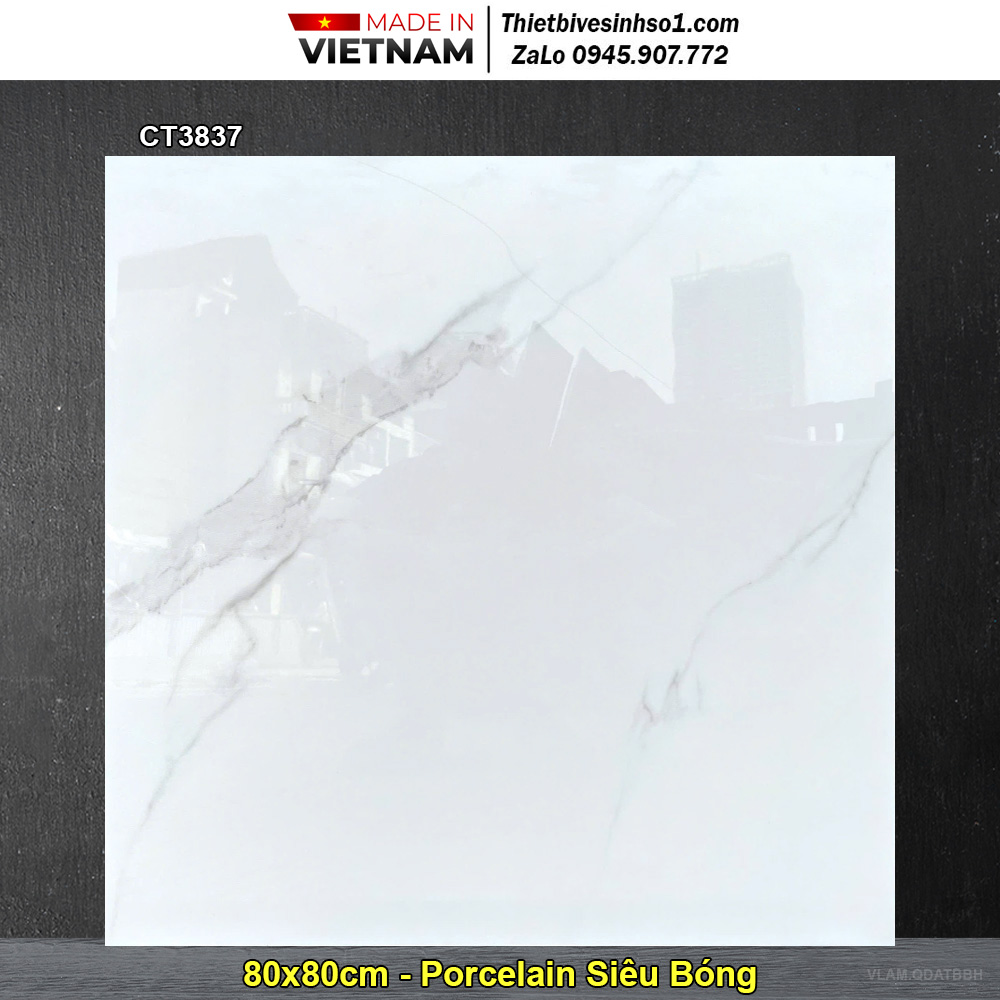 Gạch 80x80 Á Mỹ CT3837 Trắng Khói