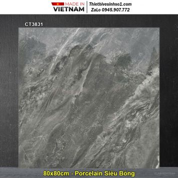 Gạch 80x80 Á Mỹ CT3831 Đá Ghi Đậm