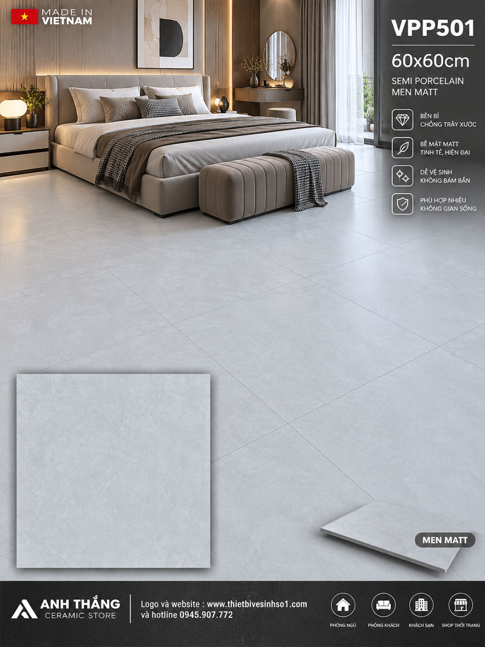 Gạch 60x60 Nice VPP501 Vân Xám Gạch 60x60 Nice VPP501 Vân Xám