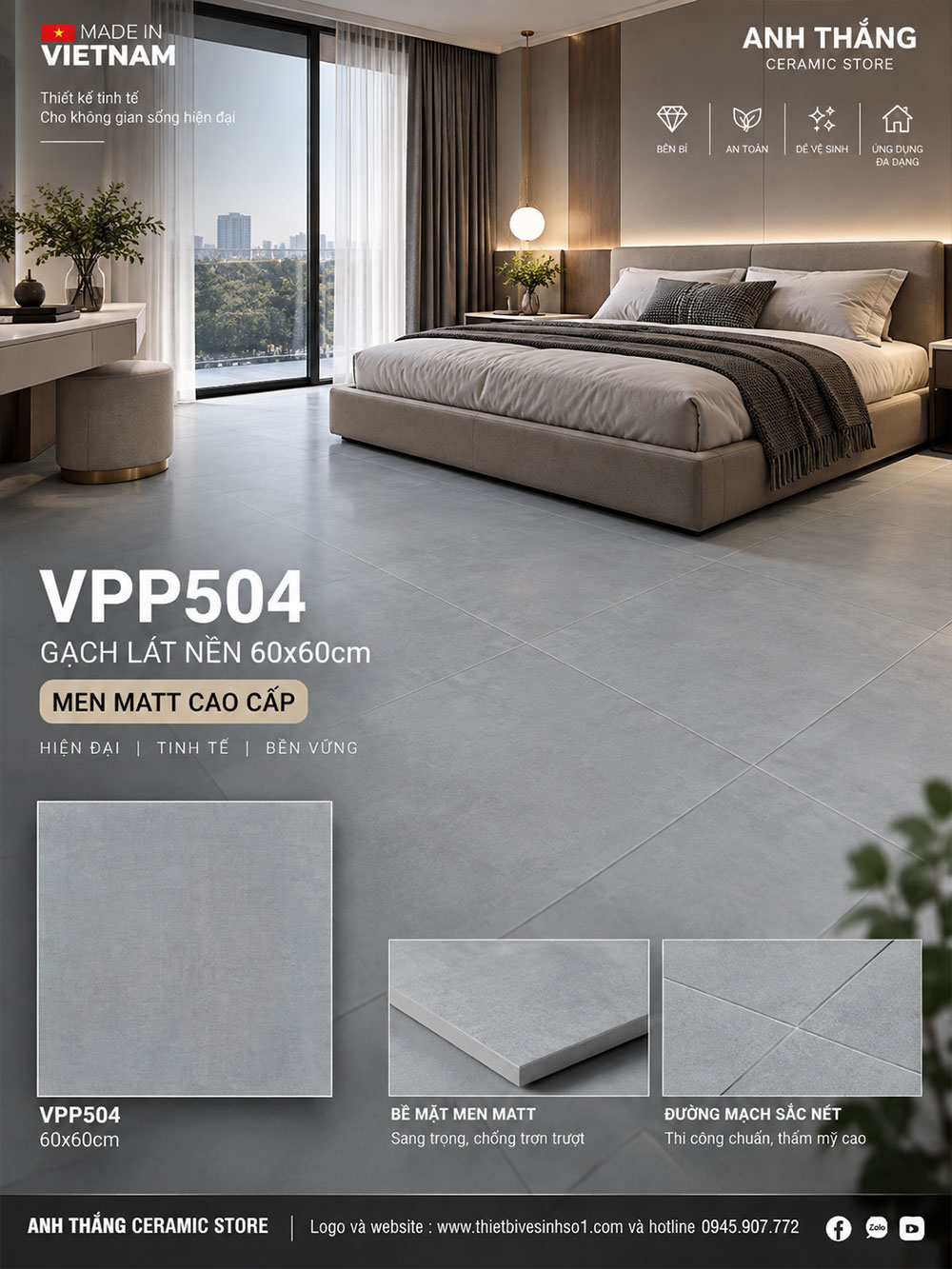 Gạch 60x60 Nice VPP504 Vân Ghi Xám Gạch 60x60 Nice VPP504 Vân Ghi Xám