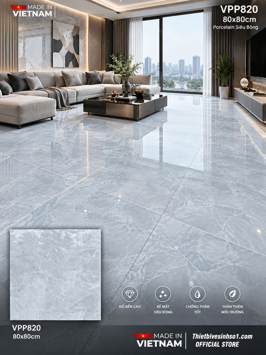 Gạch 80x80 Nice VPP820 Vân Đá Xám Gạch 80x80 Nice VPP820 Vân Đá Xám