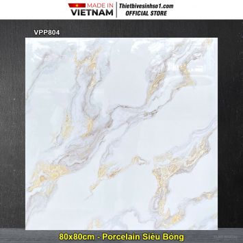 Gạch 80x80 Nice VPP804 Trắng Vân Vàng