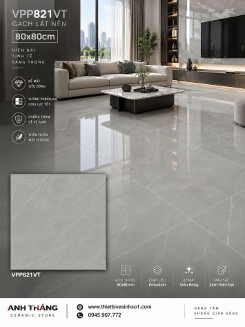 Gạch 80x80 Nice VPP821VT Vân Ghi Xám