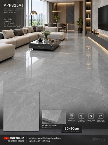 Gạch 80x80 Nice VPP825VT Vân Ghi Xám