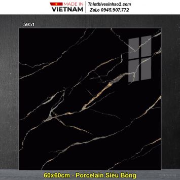 Gạch 60x60 Tasa 5951 Đen Vân Vàng