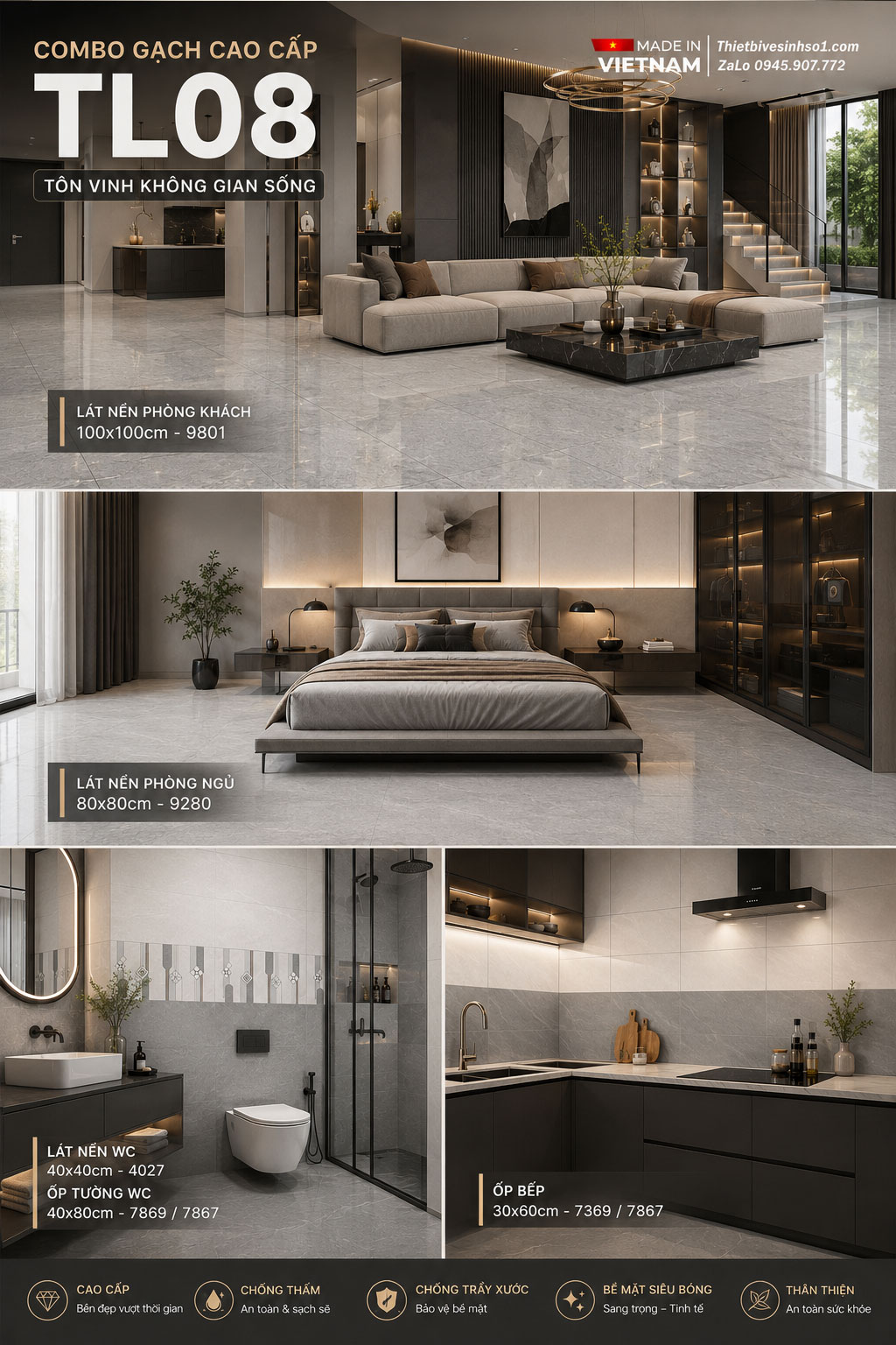 Combo Gạch Ốp Lát Tasa TL08 Combo Gạch Ốp Lát Tasa TL08