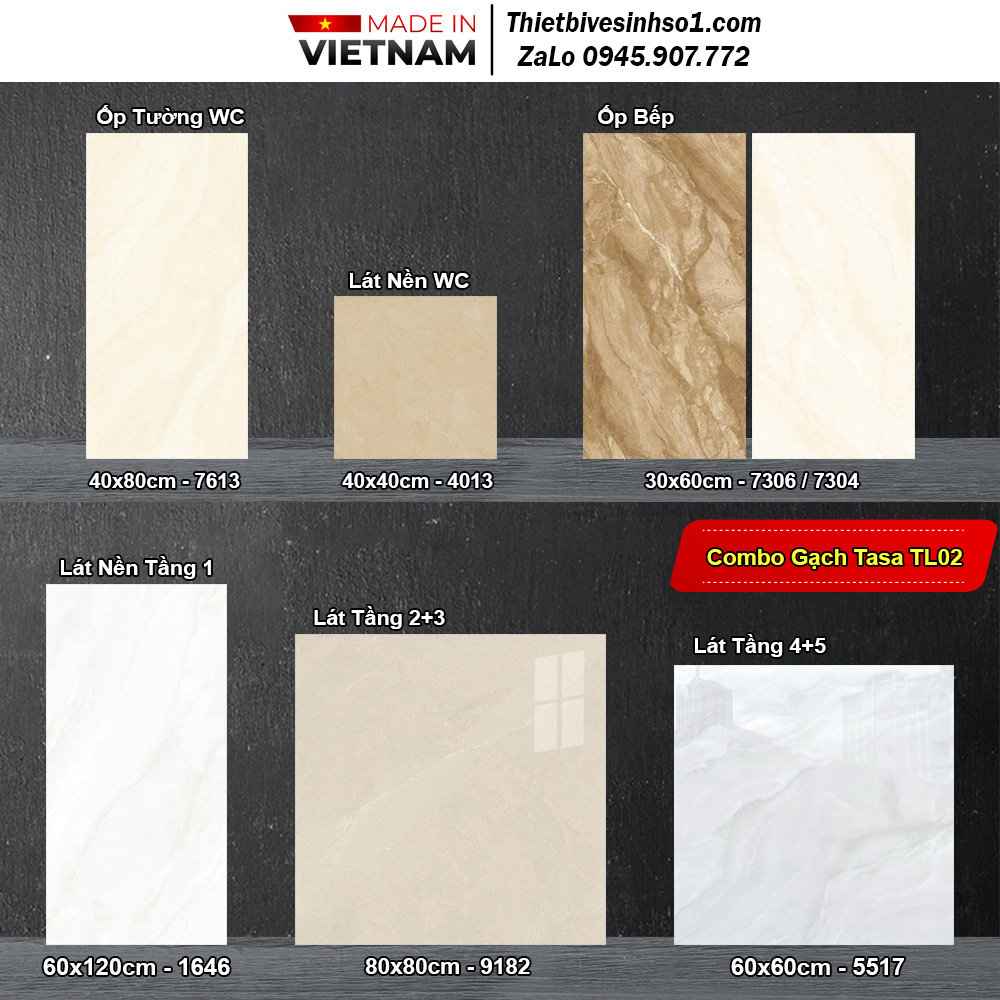 Combo Trọn Bộ Gạch Ốp Lát Tasa TL02 Combo Trọn Bộ Gạch Ốp Lát Tasa TL02