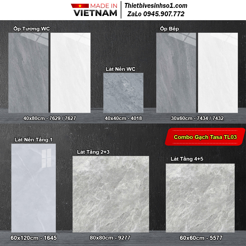 Combo Trọn Bộ Gạch Ốp Lát Tasa TL03 Combo Trọn Bộ Gạch Ốp Lát Tasa TL03