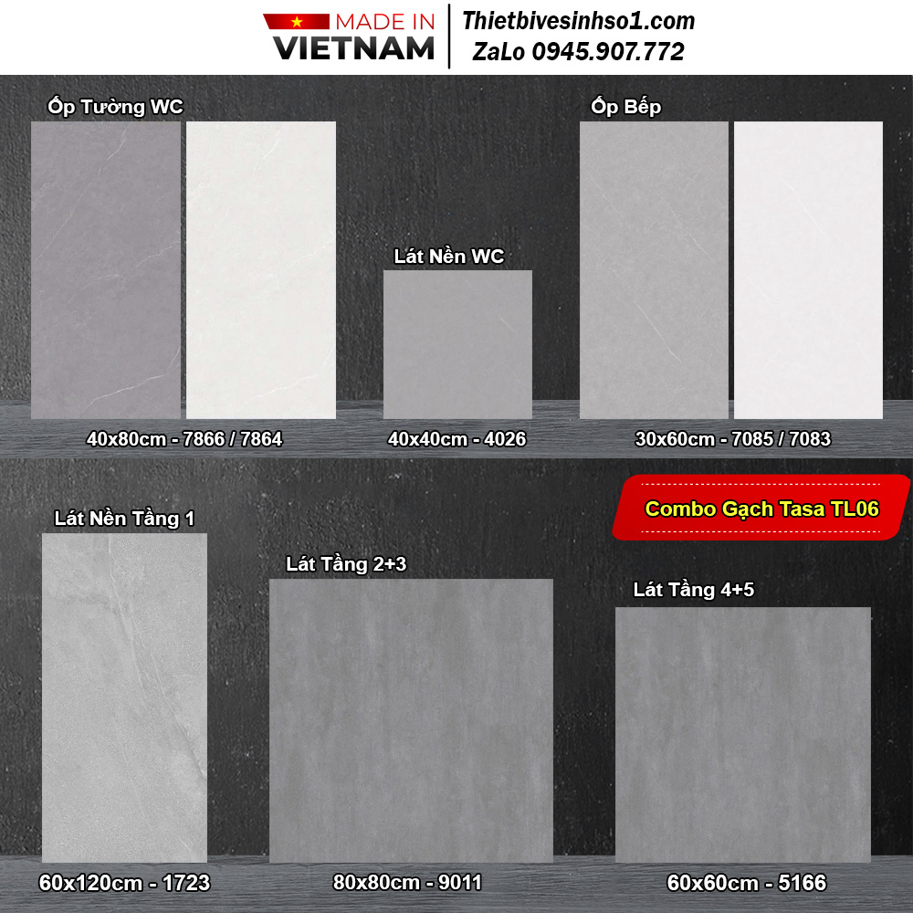 Combo Trọn Bộ Gạch Ốp Lát Tasa TL06 Combo Trọn Bộ Gạch Ốp Lát Tasa TL06
