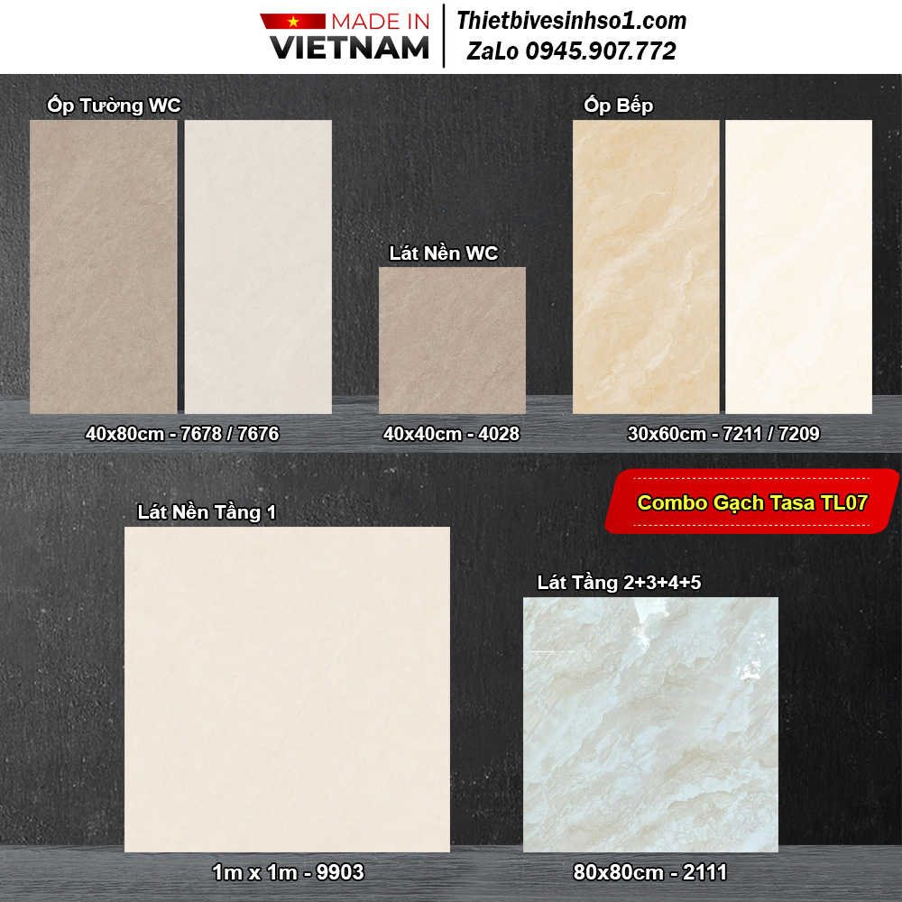 Combo Trọn Bộ Gạch Ốp Lát Tasa TL07 Combo Trọn Bộ Gạch Ốp Lát Tasa TL07
