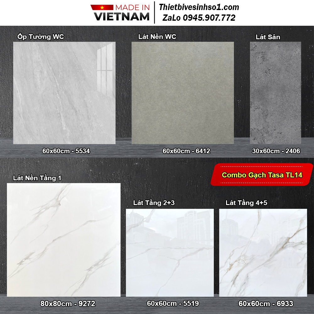 Combo Trọn Bộ Gạch Ốp Lát Tasa TL14 Combo Trọn Bộ Gạch Ốp Lát Tasa TL14