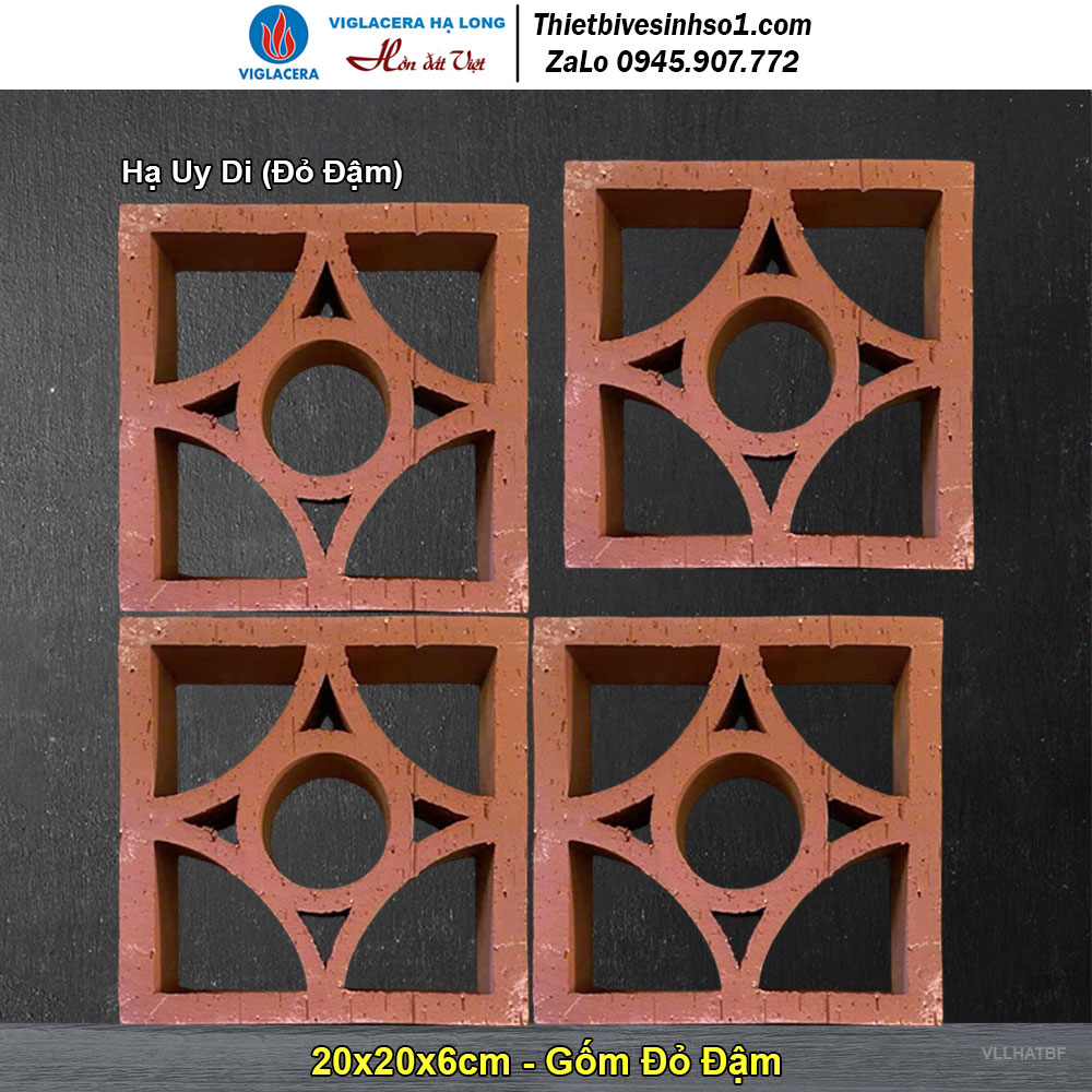 Gạch Thông Gió 20x20 Gốm Đỏ Hạ Uy Di (Đỏ Đậm)