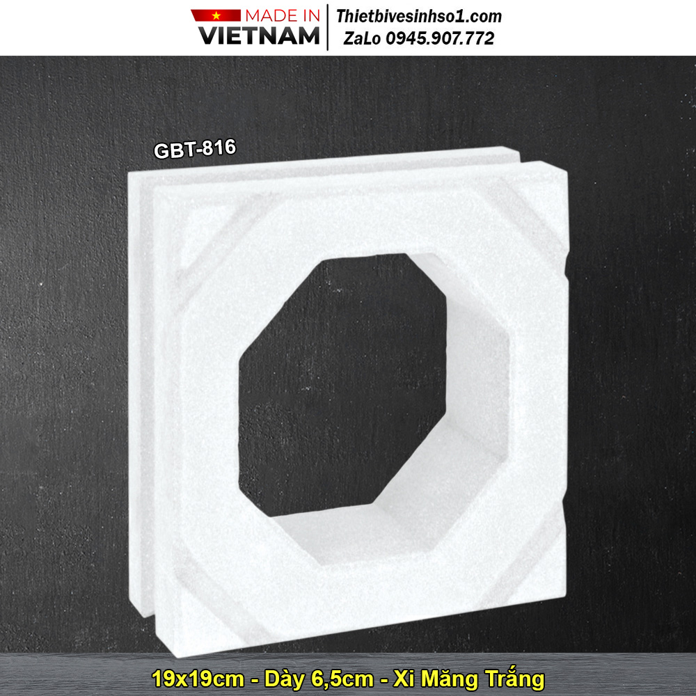 Gạch Thông Gió Xi Măng Trắng GBT-816 Gạch Thông Gió Xi Măng Trắng GBT-816