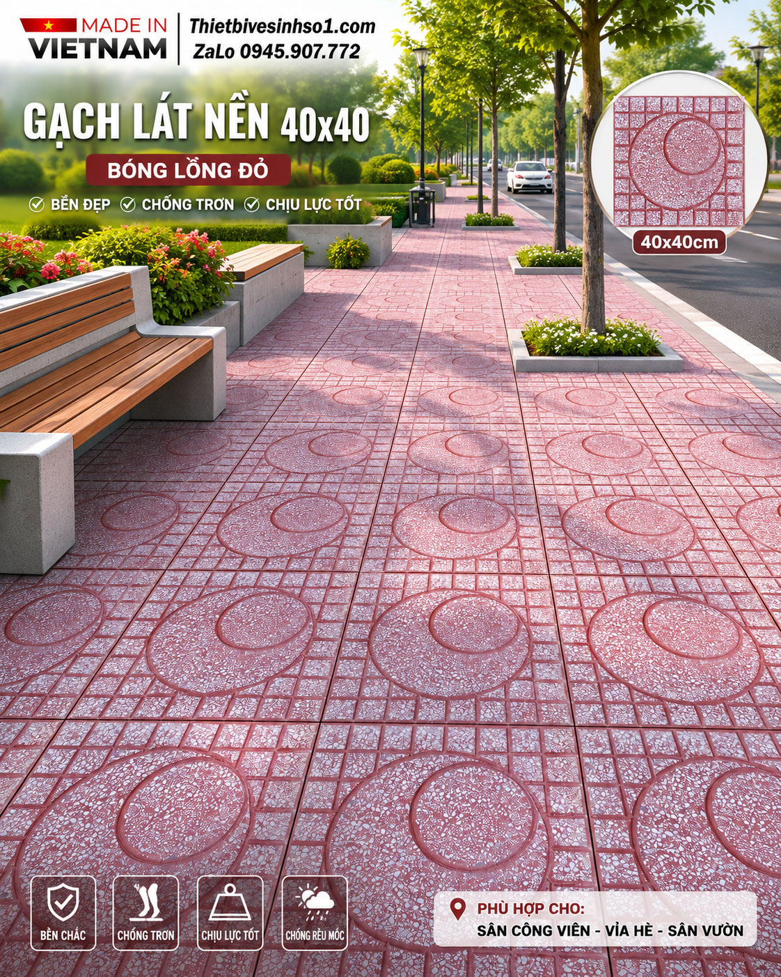 Gạch TERRAZZO Bóng Lồng Đỏ Gạch TERRAZZO Bóng Lồng Đỏ