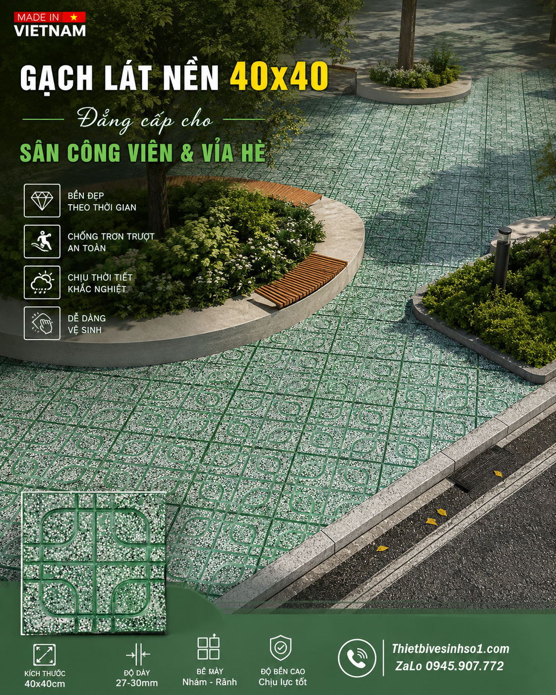 Gạch TERRAZZO Chữ Thập Góc Tròn Xanh Gạch TERRAZZO Chữ Thập Góc Tròn Xanh