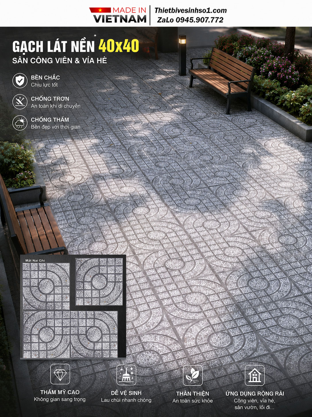 Gạch TERRAZZO Mắt Nai Ghi Gạch TERRAZZO Mắt Nai Ghi