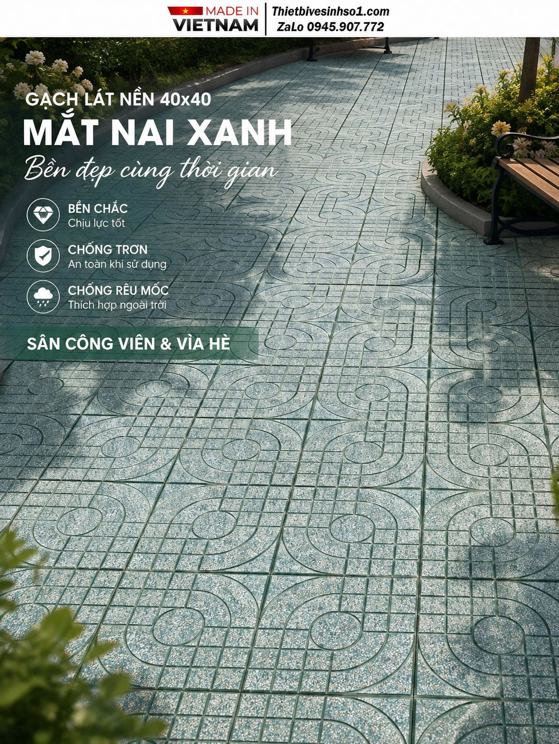 Gạch TERRAZZO Mắt Nai Xanh Gạch TERRAZZO Mắt Nai Xanh