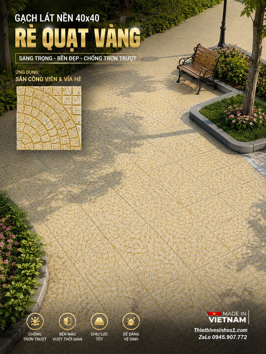 Gạch TERRAZZO Rẻ Quạt Vàng Gạch TERRAZZO Rẻ Quạt Vàng