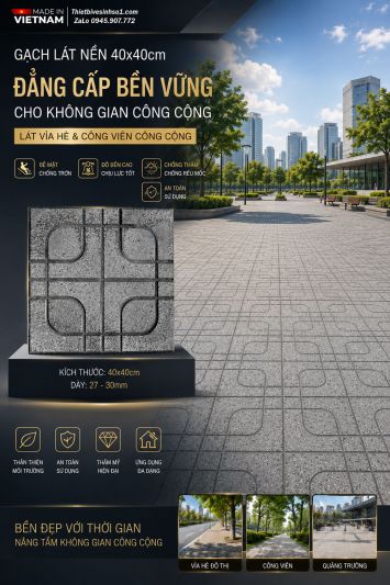 Gạch TERRAZZO Chữ Thập Góc Tròn Ghi 3D