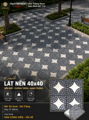 Gạch TERRAZZO Rẻ Quạt Ghi Trắng