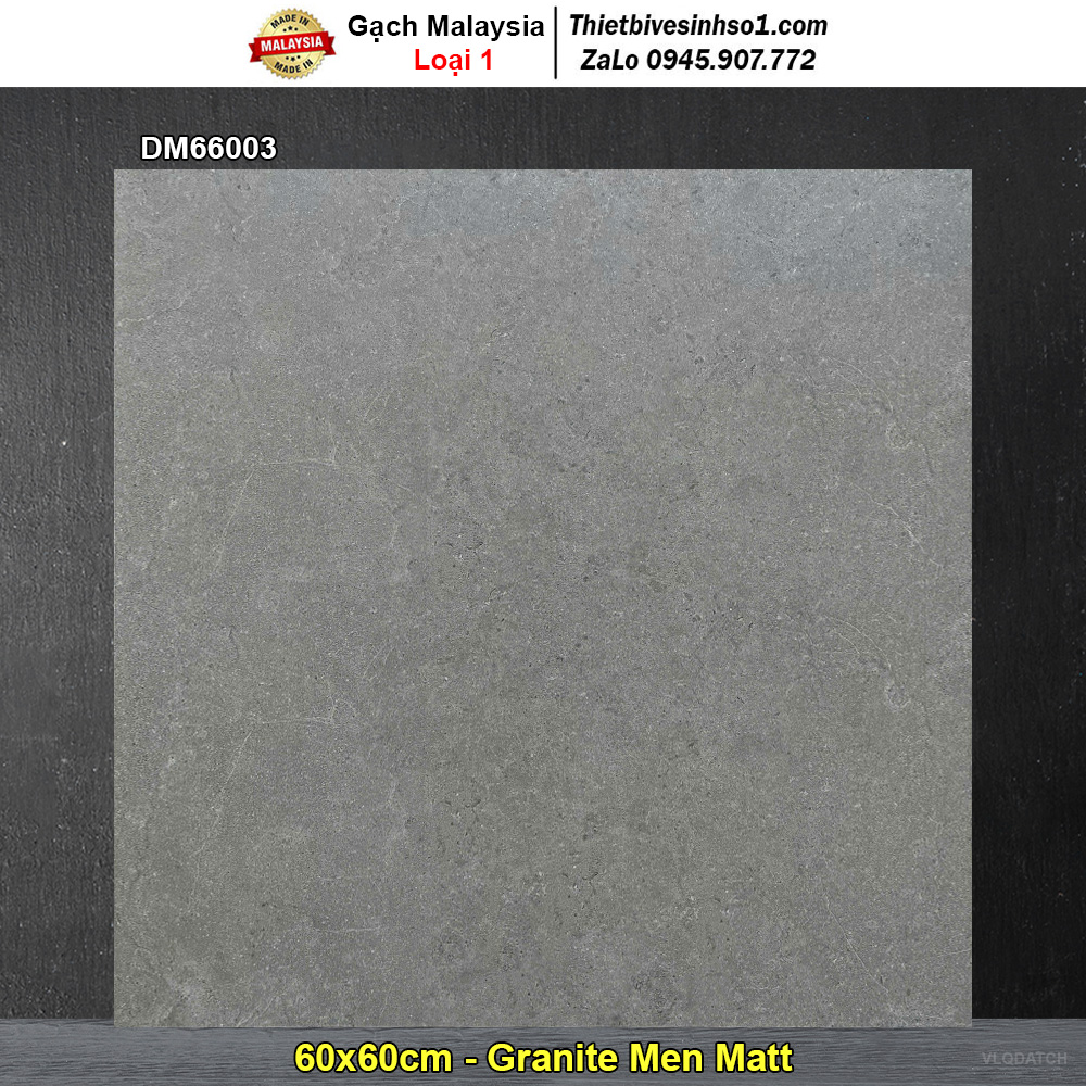 Gạch 60x60 Malaysia DM66003 Ghi Đậm