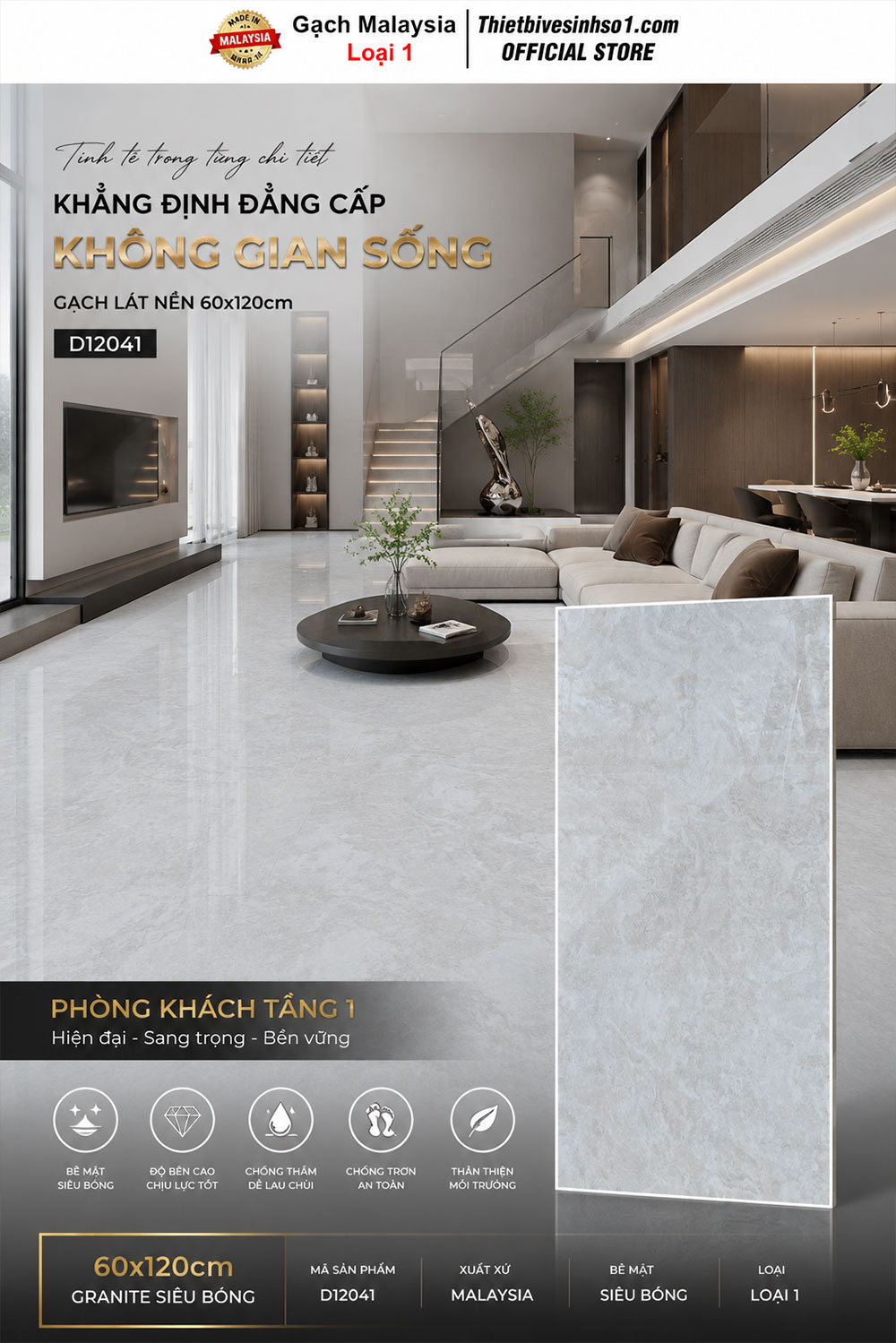Gạch 60x120 Malaysia D12041 Gạch 60x120 Malaysia D12041