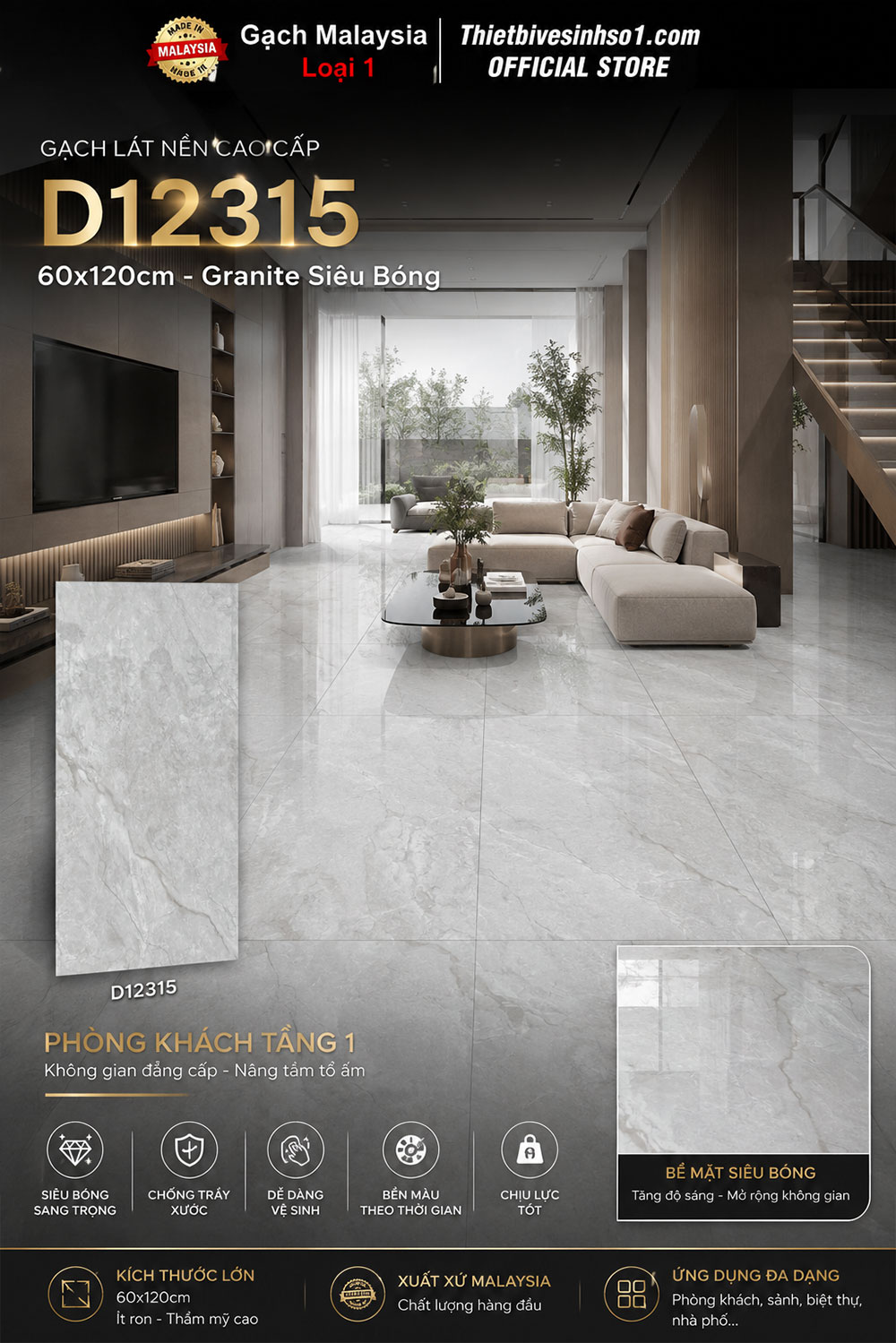Gạch 60x120 Malaysia D12315 Gạch 60x120 Malaysia D12315