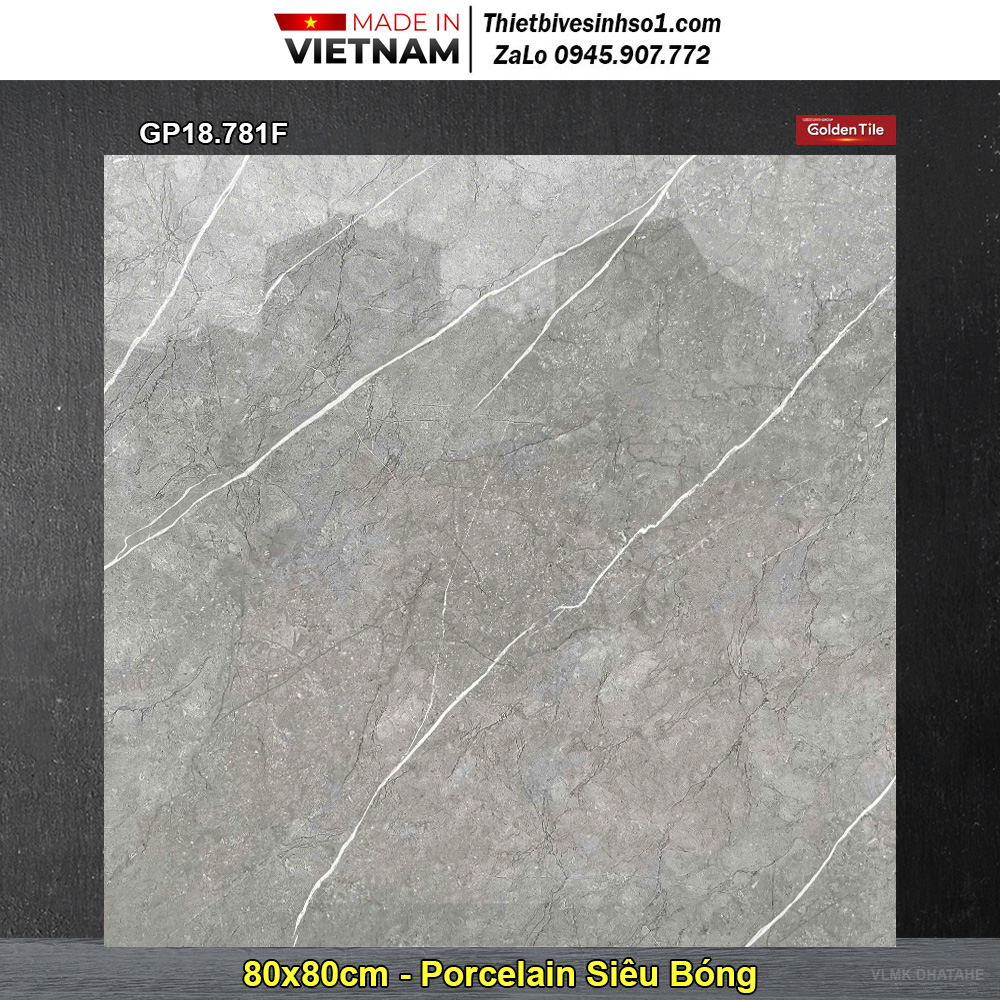 Gạch 80x80 Mikado GP18.781F Vân Ghi Xám