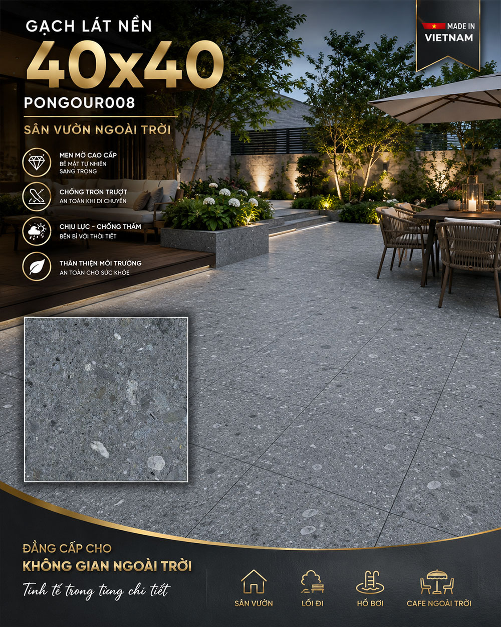 Gạch 40x40 Đồng Tâm 4040PONGOUR008 Gạch 40x40 Đồng Tâm 4040PONGOUR008