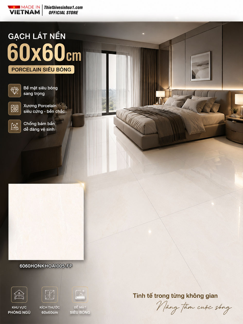 Gạch 60x60 Đồng Tâm 6060HONKHOAI005-FP Gạch 60x60 Đồng Tâm 6060HONKHOAI005-FP