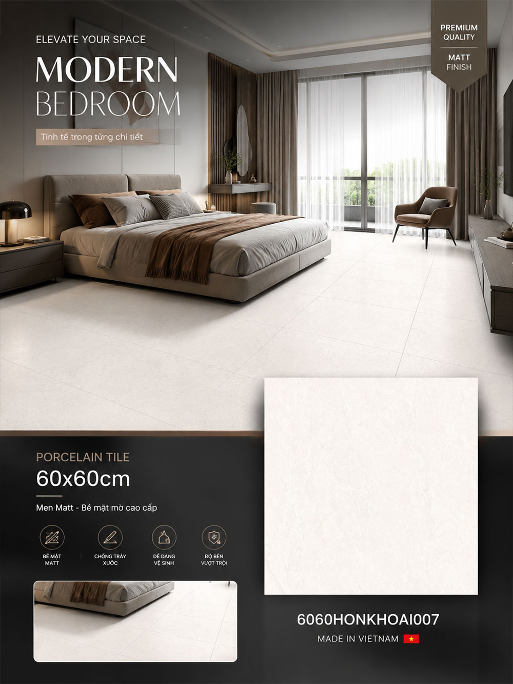 Gạch 60x60 Đồng Tâm 6060HONKHOAI007 Gạch 60x60 Đồng Tâm 6060HONKHOAI007