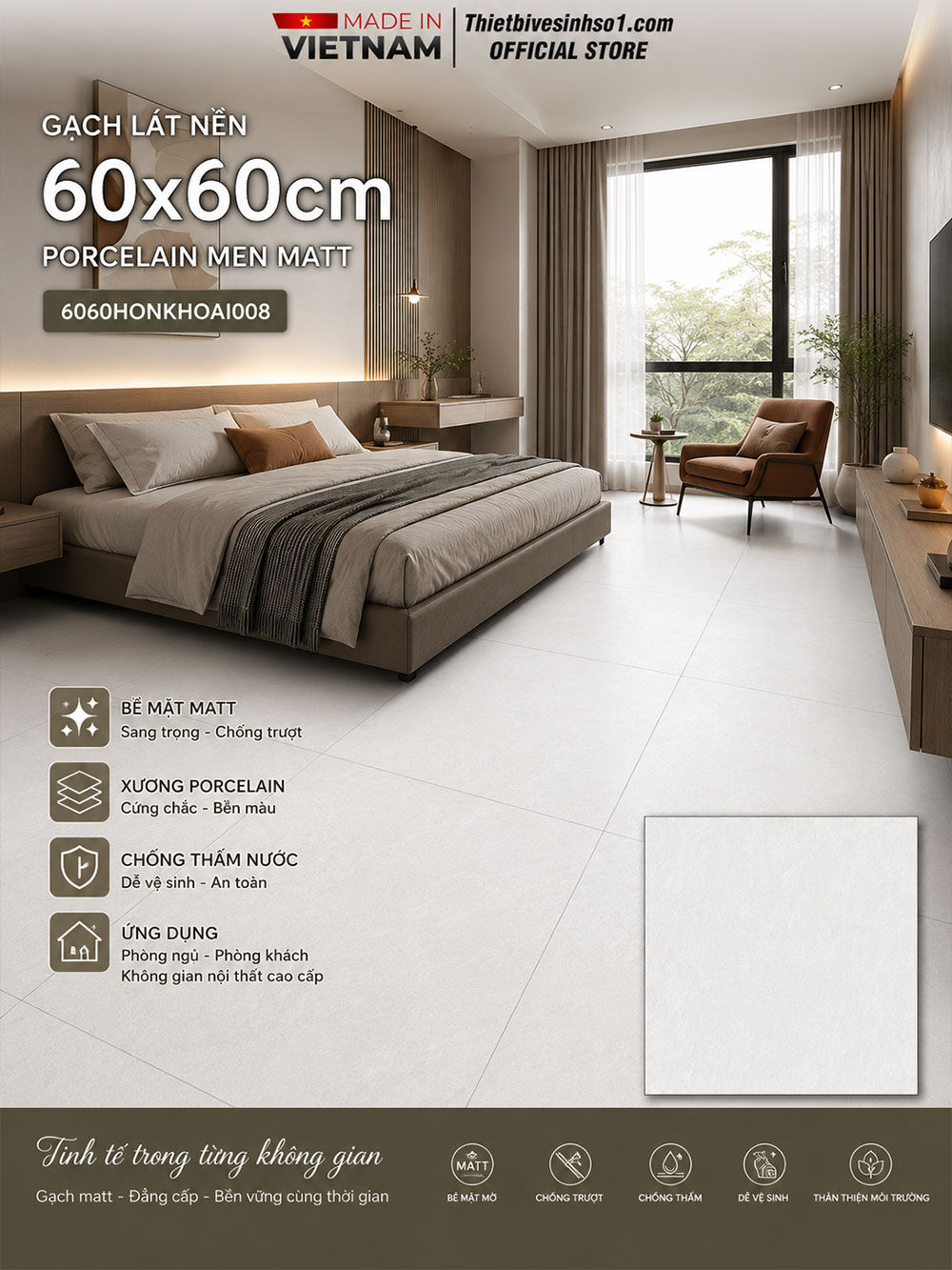Gạch 60x60 Đồng Tâm 6060HONKHOAI008 Gạch 60x60 Đồng Tâm 6060HONKHOAI008