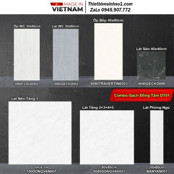 Combo Trọn Bộ Gạch Ốp Lát Đồng Tâm DT01