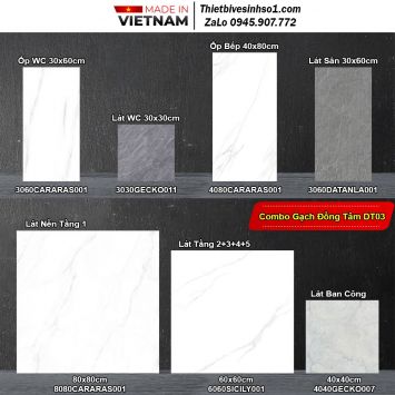 Combo Trọn Bộ Gạch Ốp Lát Đồng Tâm DT03