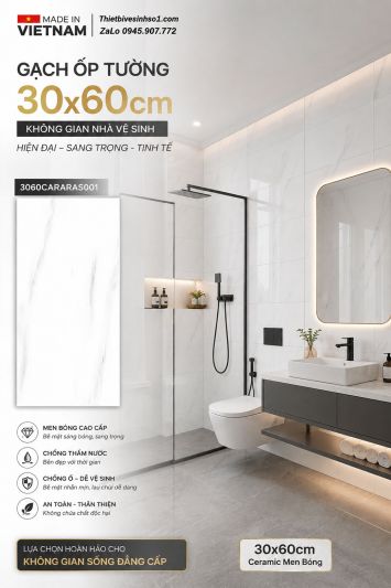 Gạch 30x60 Đồng Tâm 3060CARARAS001